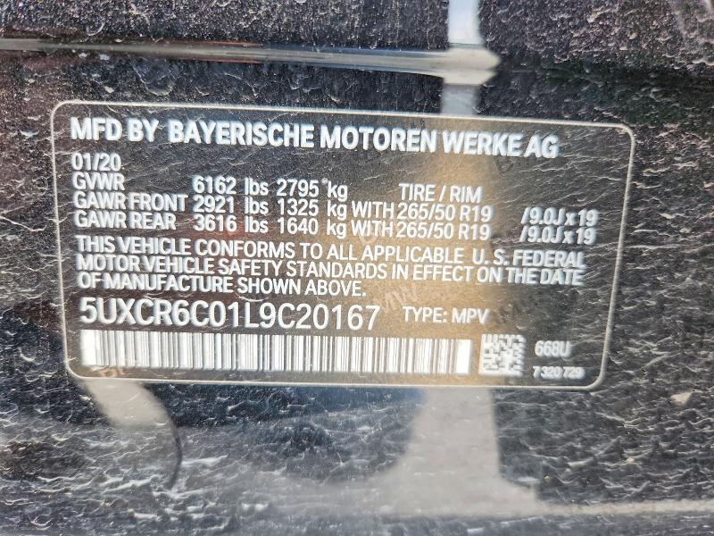 53109476 :رقم المزاد ، 5UXCR6C01L9C20167 vin ، 2020 Bmw X5 مزاد بيع