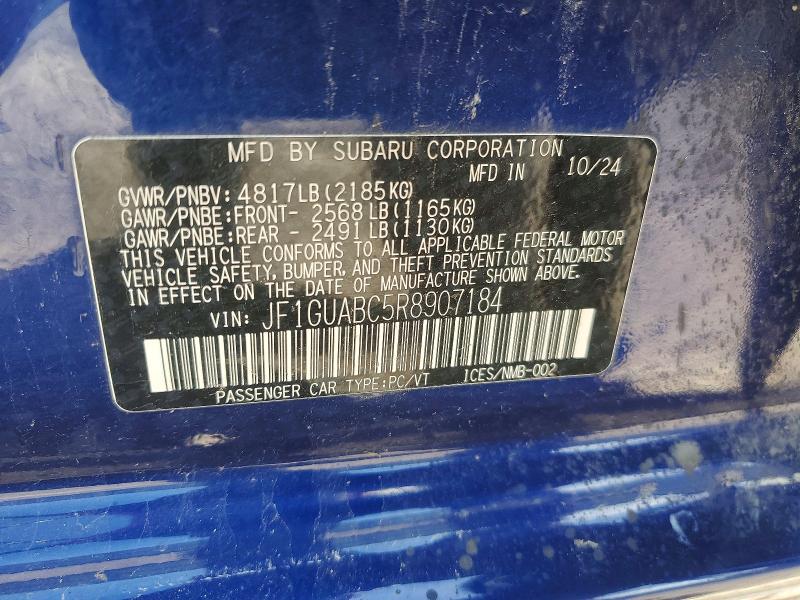 Продаж на аукціоні авто 2024 Subaru Impreza, vin: JF1GUABC5R8907184, номер лоту: 54941166