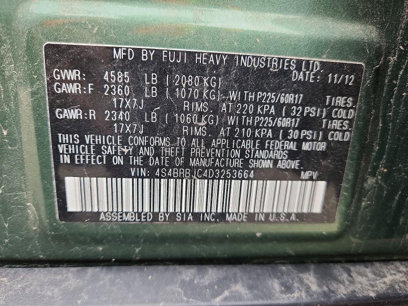 Продажа на аукционе авто 2013 Subaru Outback, vin: 4S4BRBJC4D3253664, номер лота: 54599686