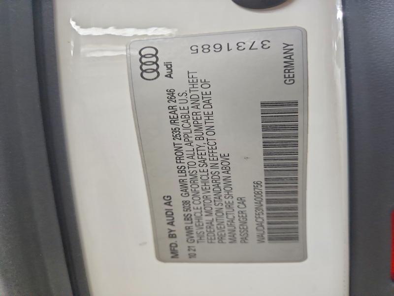 Продаж на аукціоні авто 2022 Audi A5, vin: WAUDACF53NA008756, номер лоту: 52416036