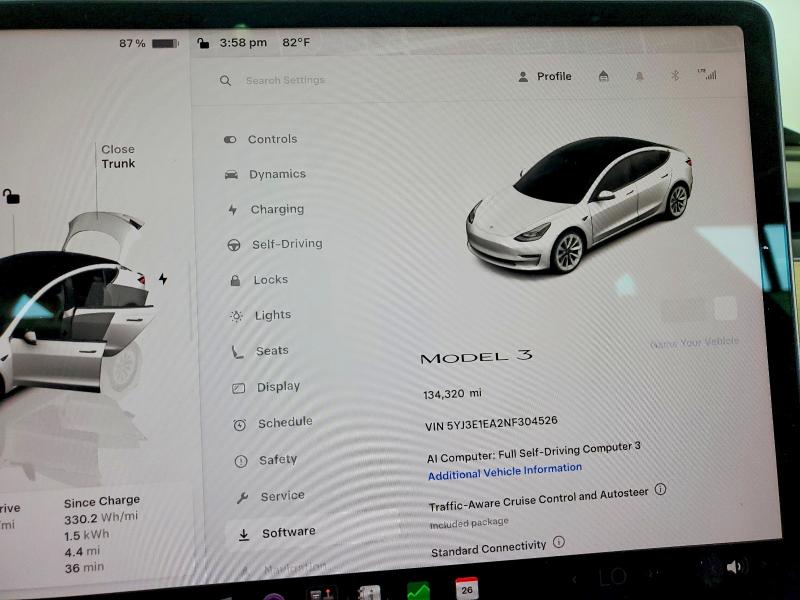 Продажа на аукционе авто 2022 Tesla Model 3, vin: 5YJ3E1EA2NF304526, номер лота: 55055036