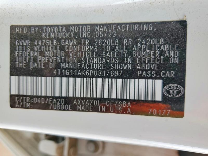 Продаж на аукціоні авто 2023 Toyota Camry, vin: 4T1G11AK6PU817697, номер лоту: 53667536