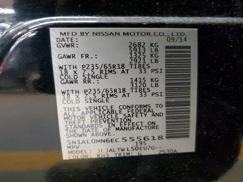 52379436 :رقم المزاد ، 5N1AL0MN6EC555618 vin ، 2014 Infiniti Qx60 مزاد بيع