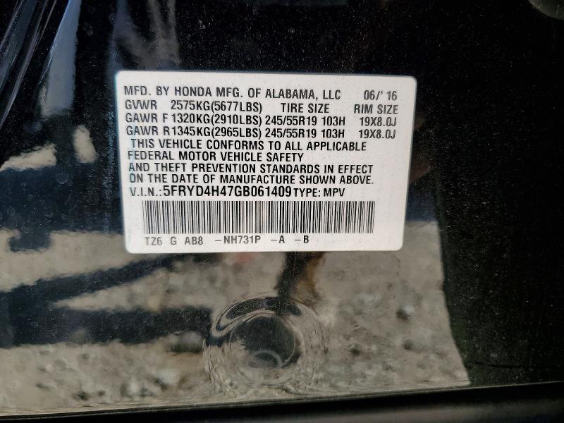 Aukcja sprzedaży 2016 Acura Mdx, vin: 5FRYD4H47GB061409, numer aukcji: 52850826