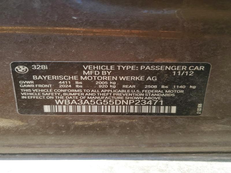 Aukcja sprzedaży 2013 Bmw 328, vin: WBA3A5G55DNP23471, numer aukcji: 54445796