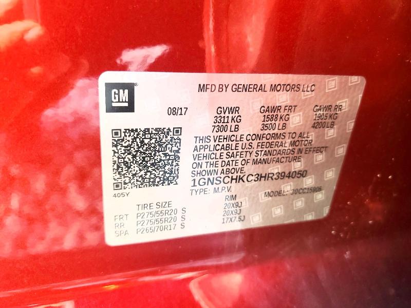 Продаж на аукціоні авто 2017 Chevrolet Suburban, vin: 1GNSCHKC3HR394050, номер лоту: 54445086