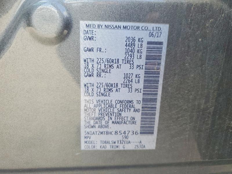 Auction sale of the 2017 Nissan Rogue, vin: 5N1AT2MT8HC854736, lot number: 54285806