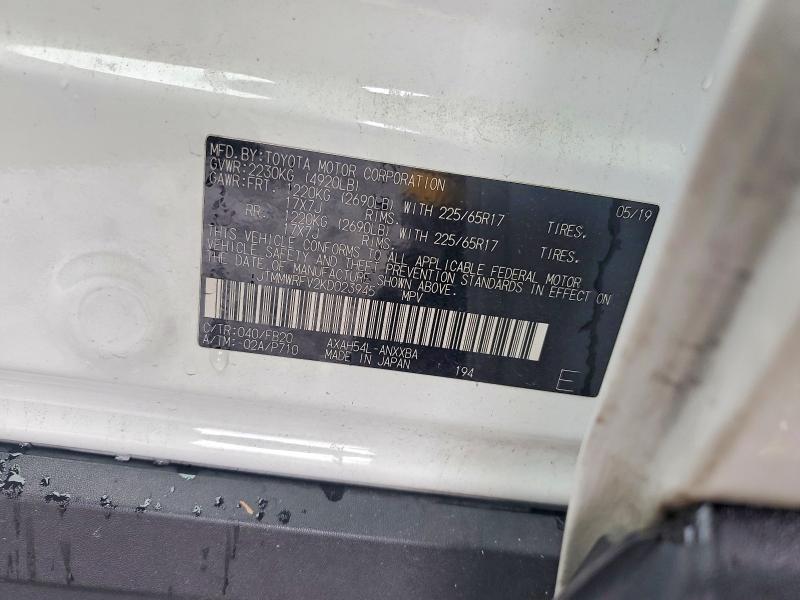 Auction sale of the 2019 Toyota Rav4, vin: JTMMWRFV2KD023945, lot number: 53260816