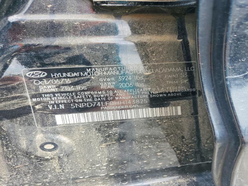 52566246 :رقم المزاد ، 5NPD74LF0HH143825 vin ، 2017 Hyundai Elantra مزاد بيع