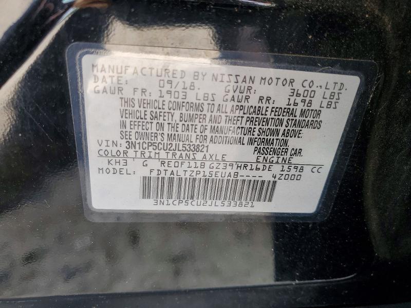 55215976 :رقم المزاد ، 3N1CP5CU2JL533821 vin ، 2018 Nissan Kicks مزاد بيع