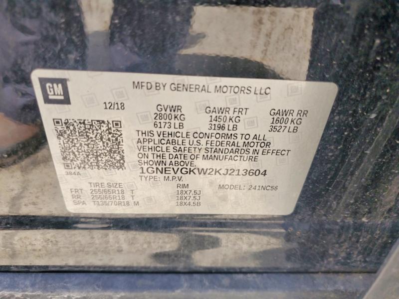 Продаж на аукціоні авто 2019 Chevrolet Traverse, vin: 1GNEVGKW2KJ213604, номер лоту: 54831816