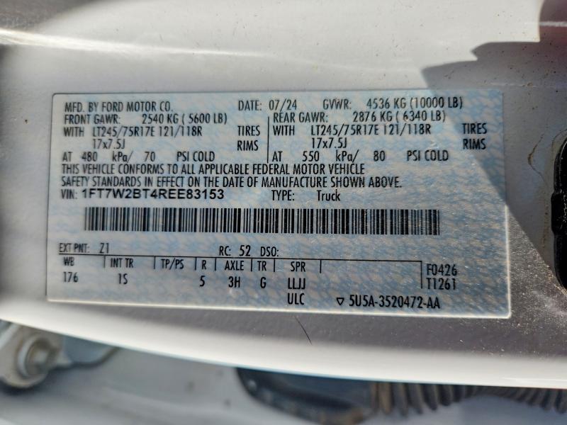 Продаж на аукціоні авто 2024 Ford F-250, vin: 1FT7W2BT4REE83153, номер лоту: 52002816