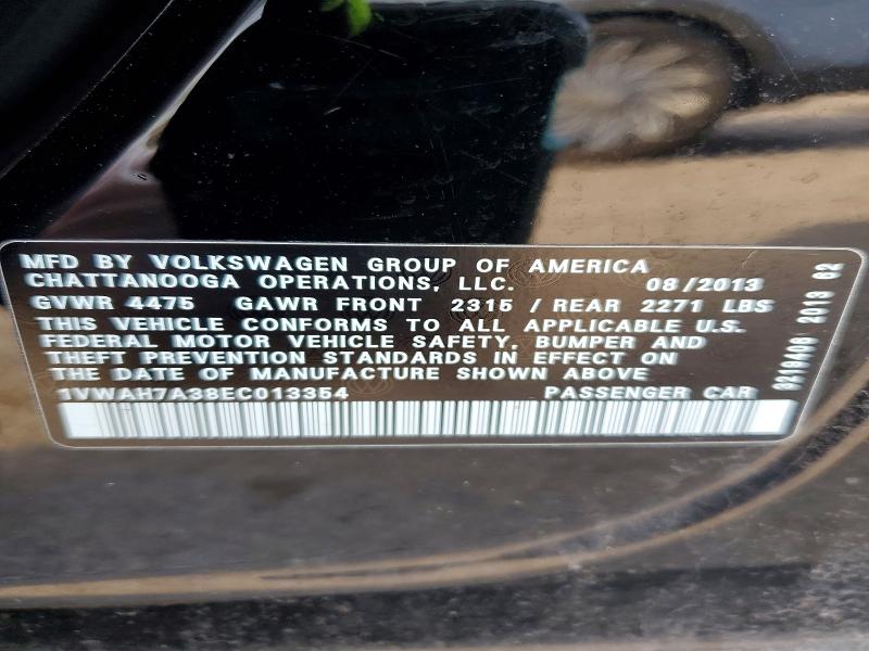 54775516 :رقم المزاد ، 1VWAH7A38EC013354 vin ، 2014 Volkswagen Passat مزاد بيع