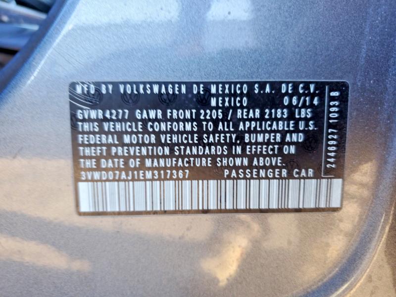 Продаж на аукціоні авто 2014 Volkswagen Jetta, vin: 3VWD07AJ1EM317367, номер лоту: 53783656