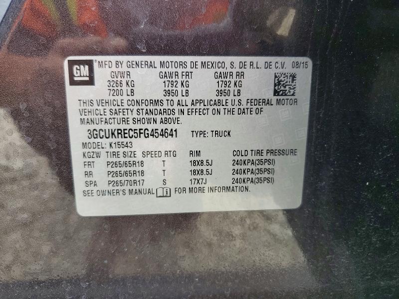 Продаж на аукціоні авто 2015 Chevrolet Silverado, vin: 3GCUKREC5FG454641, номер лоту: 54603556
