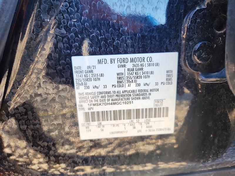 Продаж на аукціоні авто 2021 Ford Explorer, vin: 1FMSK7DH4MGC10251, номер лоту: 53222576