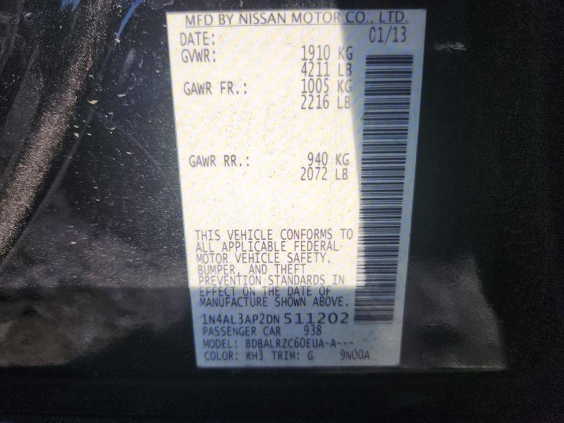 53718916 :رقم المزاد ، 1N4AL3AP2DN511202 vin ، 2013 Nissan Altima مزاد بيع