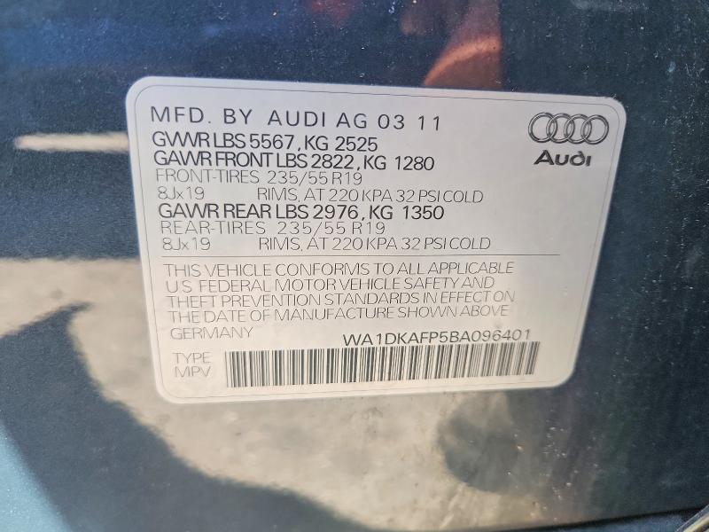 Продаж на аукціоні авто 2011 Audi Q5, vin: WA1DKAFP5BA096401, номер лоту: 52506246