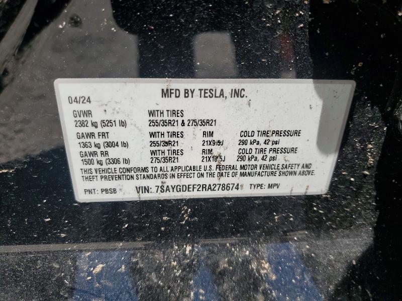 Продаж на аукціоні авто 2024 Tesla Model Y, vin: 7SAYGDEF2RA278674, номер лоту: 52905486