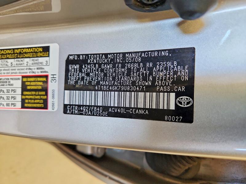 52385786 :رقم المزاد ، 4T1BE46K79U830471 vin ، 2009 Toyota Camry مزاد بيع