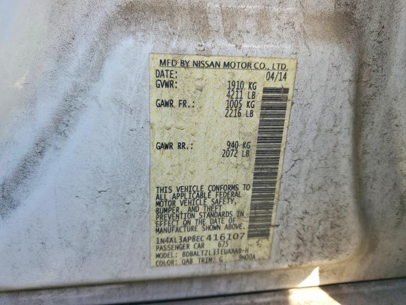 Aukcja sprzedaży 2014 Nissan Altima, vin: 1N4AL3AP8EC416107, numer aukcji: 52490286