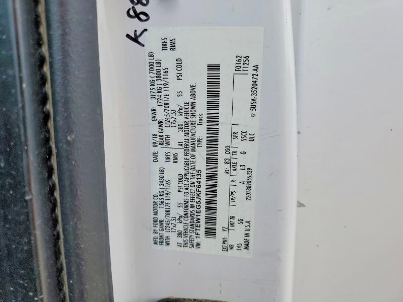 55282416 :رقم المزاد ، 1FTEW1EG5JKF64135 vin ، 2018 Ford F150 مزاد بيع