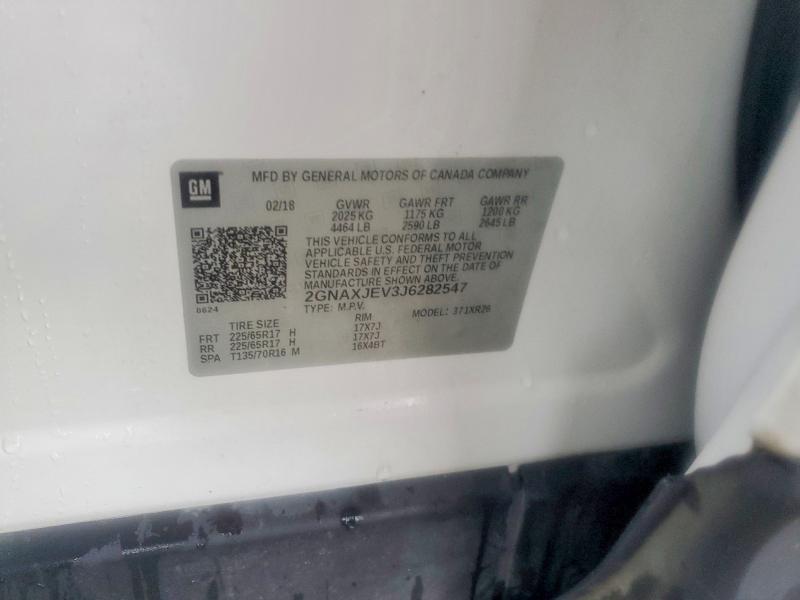 Aukcja sprzedaży 2018 Chevrolet Equinox, vin: 2GNAXJEV3J6282547, numer aukcji: 51076116