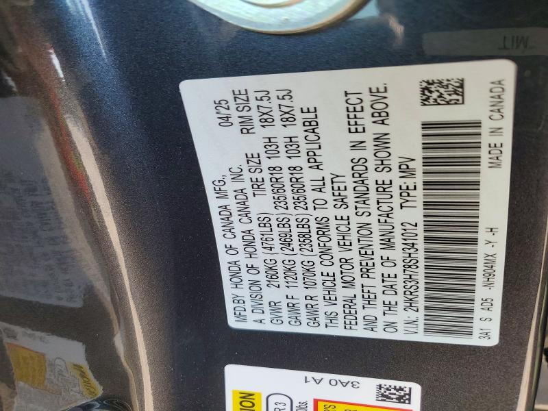 Aukcja sprzedaży 2025 Honda Cr-v, vin: 2HKRS3H78SH341012, numer aukcji: 53931356