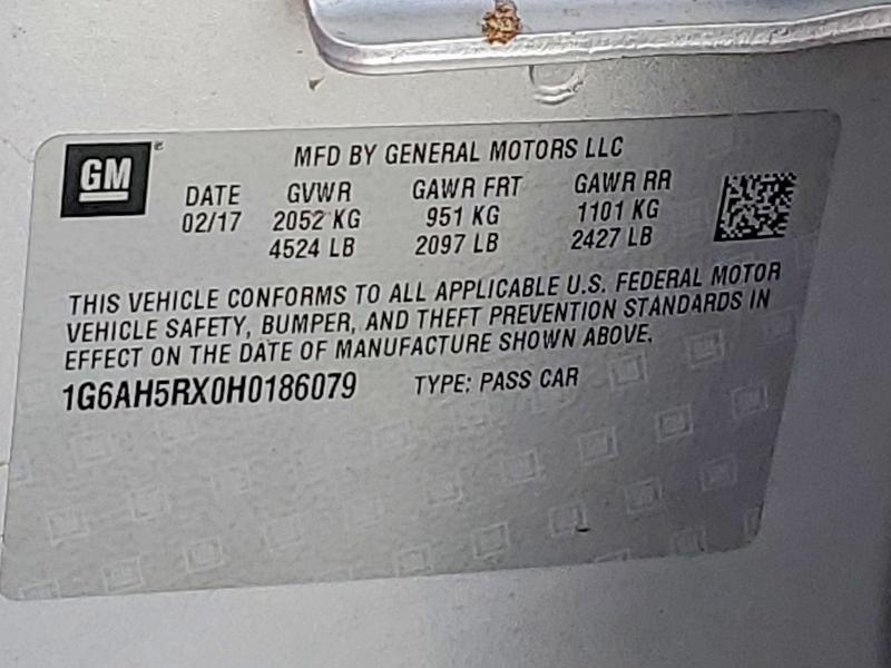 55158316 :رقم المزاد ، 1G6AH5RX0H0186079 vin ، 2017 Cadillac Ats مزاد بيع