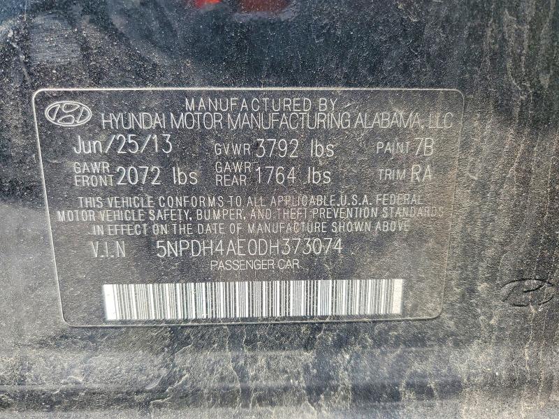 Продажа на аукционе авто 2013 Hyundai Elantra, vin: 5NPDH4AE0DH373074, номер лота: 54242476