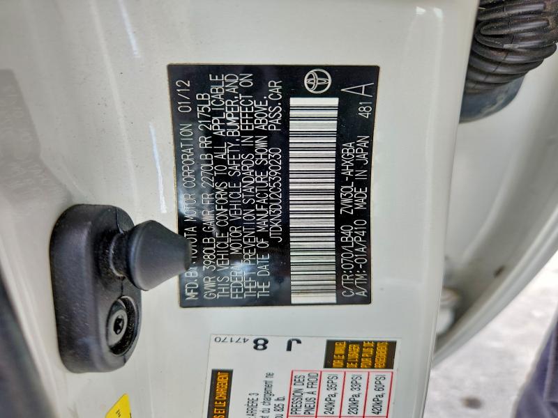 Продаж на аукціоні авто 2012 Toyota Prius, vin: JTDKN3DU2C5390230, номер лоту: 54827476