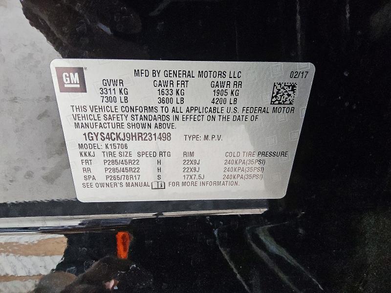 Продажа на аукционе авто 2017 Cadillac Escalade, vin: 1GYS4CKJ9HR231498, номер лота: 53748576