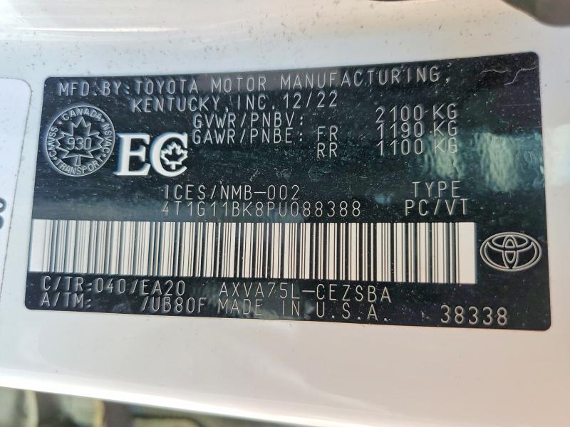Продаж на аукціоні авто 2023 Toyota Camry, vin: 4T1G11BK8PU088388, номер лоту: 54791946