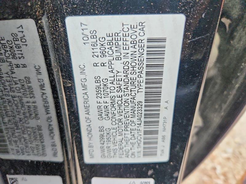 Продажа на аукционе авто 2018 Honda Accord, vin: 1HGCV1F14JA023329, номер лота: 52684156