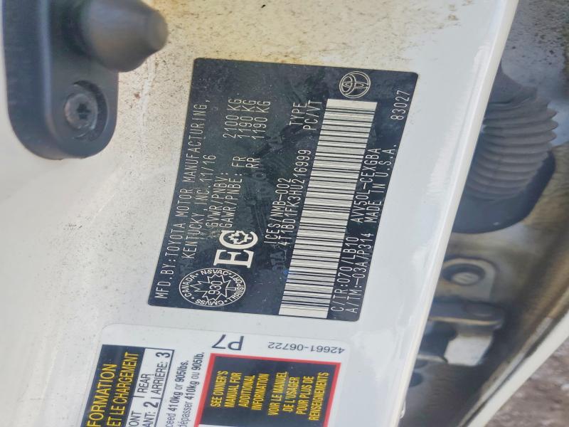 2017 Toyota Camry მანქანა იყიდება აუქციონზე, vin: 4T1BD1FK3HU216999, აუქციონის ნომერი: 52147726