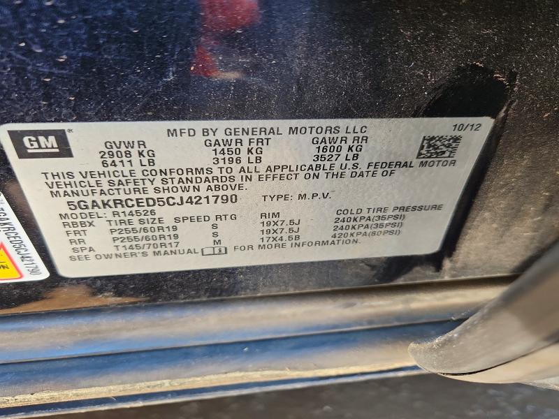 53436306 :رقم المزاد ، 5GAKRCED5CJ421790 vin ، 2012 Buick Enclave مزاد بيع