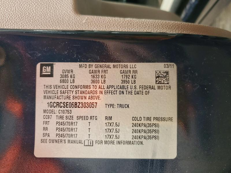 54477586 :رقم المزاد ، 1GCRCSE06BZ303057 vin ، 2011 Chevrolet Silverado مزاد بيع