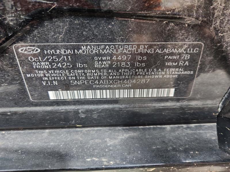 Aukcja sprzedaży 2012 Hyundai Sonata, vin: 5NPEC4ABXCH404287, numer aukcji: 52951626