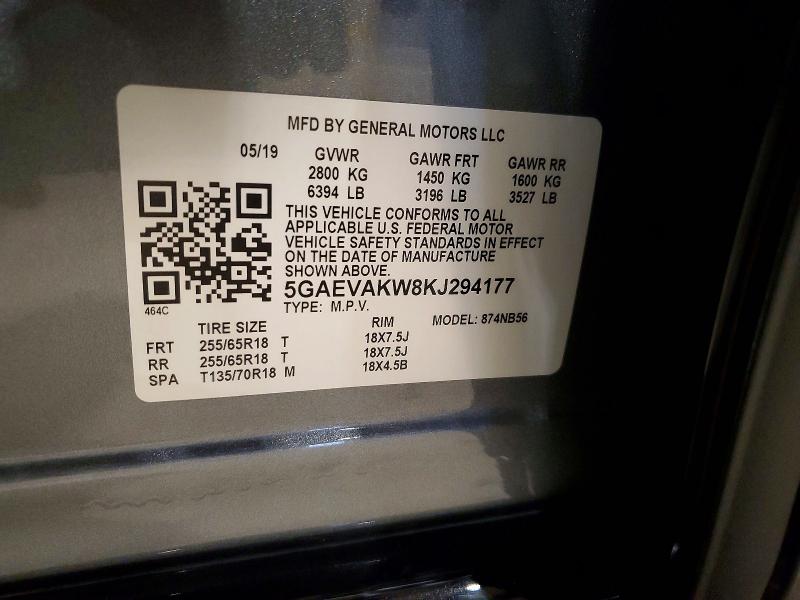 Aukcja sprzedaży 2019 Buick Enclave, vin: 5GAEVAKW8KJ294177, numer aukcji: 53786306