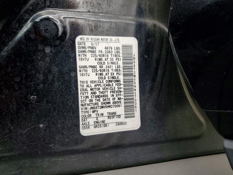 54729826 :رقم المزاد ، JN8AT2MV5HW270061 vin ، 2017 Nissan Rogue مزاد بيع