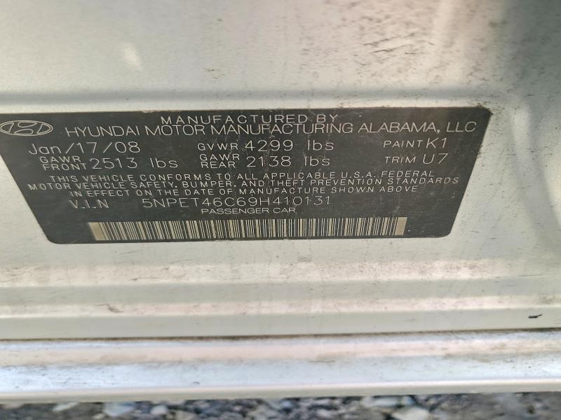 54943706 :رقم المزاد ، 5NPET46C69H410131 vin ، 2009 Hyundai Sonata مزاد بيع