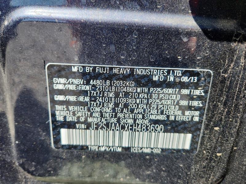 2014 Subaru Forester მანქანა იყიდება აუქციონზე, vin: JF2SJAACXEH483690, აუქციონის ნომერი: 53169896