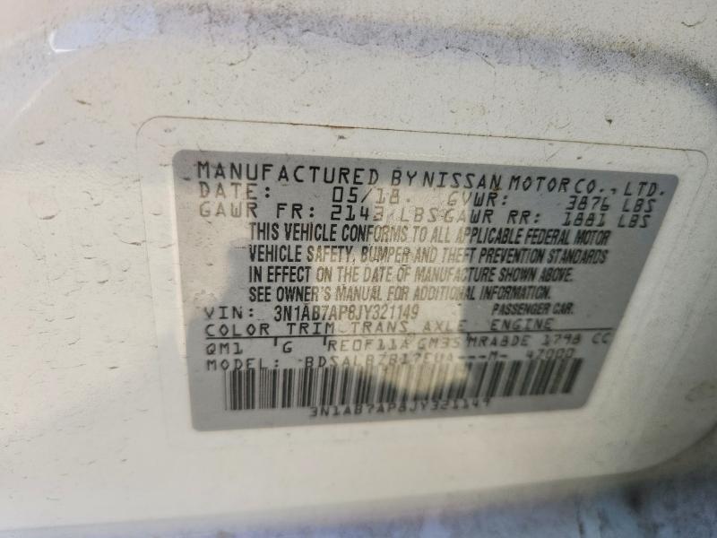 Продажа на аукционе авто 2018 Nissan Sentra, vin: 3N1AB7AP8JY321149, номер лота: 53701006