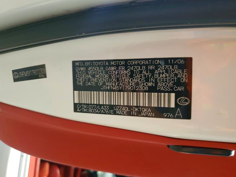 Продажа на аукционе авто 2007 Lexus Sc, vin: JTHFN45Y179012308, номер лота: 53277016