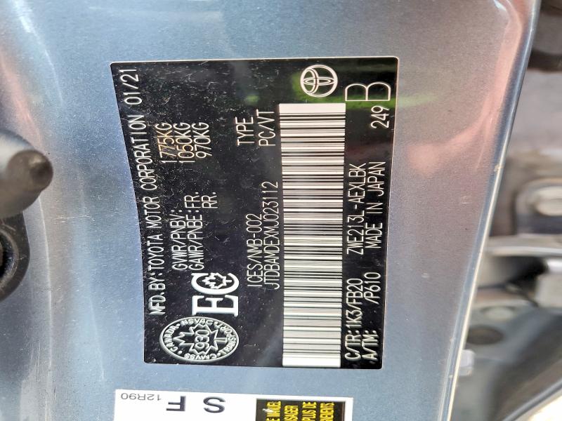 54605296 :رقم المزاد ، JTDBAMDEXMJ023112 vin ، 2021 Toyota Corolla مزاد بيع