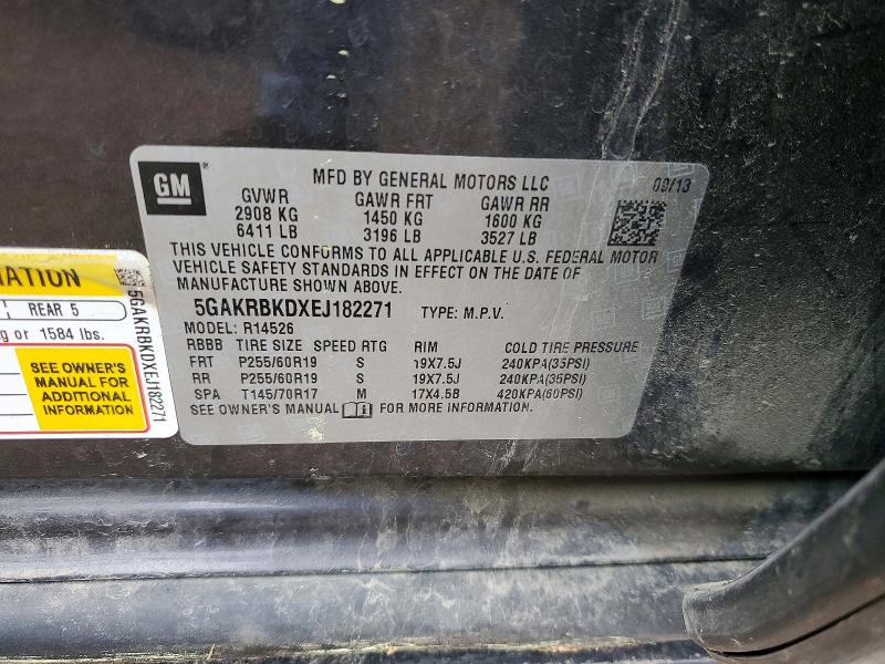 54817496 :رقم المزاد ، 5GAKRBKDXEJ182271 vin ، 2014 Buick Enclave مزاد بيع