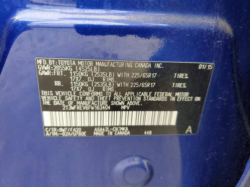 53351066 :رقم المزاد ، 2T3WFREV6FW163404 vin ، 2015 Toyota Rav4 مزاد بيع