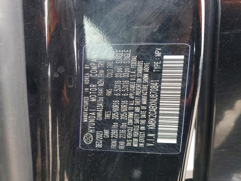 52174846 :رقم المزاد ، KM8K2CABXNU870841 vin ، 2022 Hyundai Kona مزاد بيع