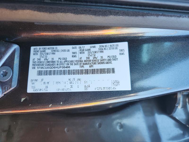 53468576 :رقم المزاد ، 1FMCU0GD6HUF08466 vin ، 2017 Ford Escape مزاد بيع