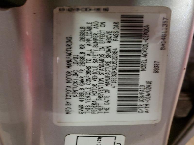 2002 Toyota Camry მანქანა იყიდება აუქციონზე, vin: 4T1BE32KX2U520384, აუქციონის ნომერი: 53840996